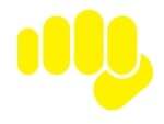 Gelbes Hand-Symbol mit fünf Fingern, das eine Geste darstellt.
